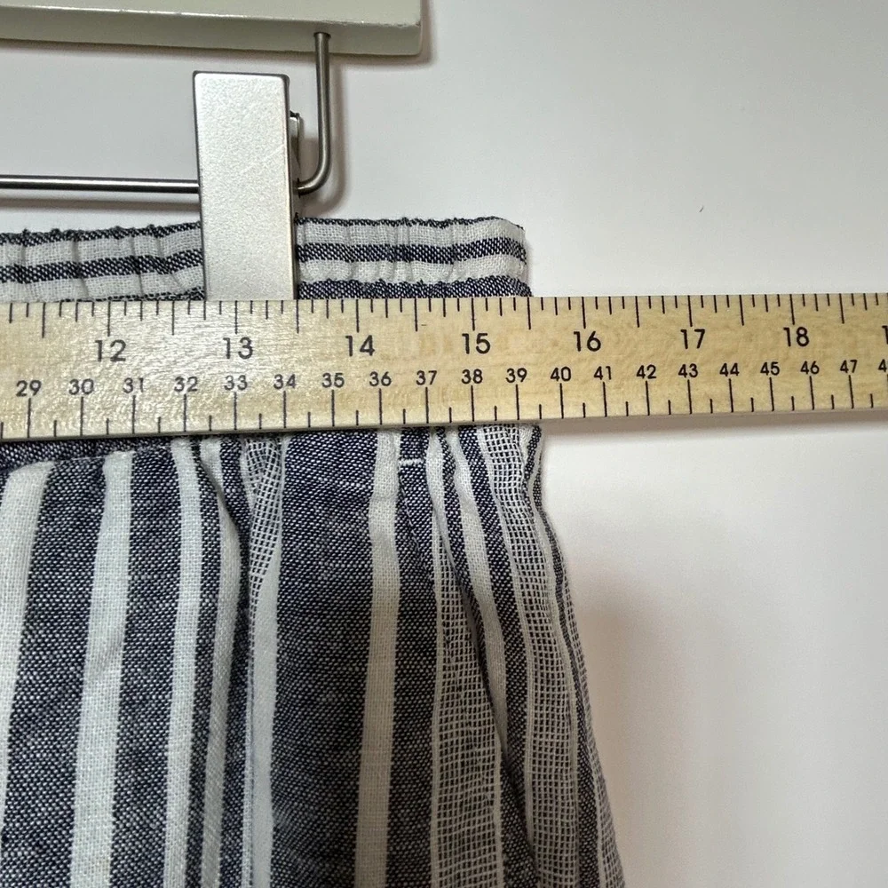 Banana Republic Wide Leg Crop Pants Womens S Blue‎ White Striped Coastal Summer